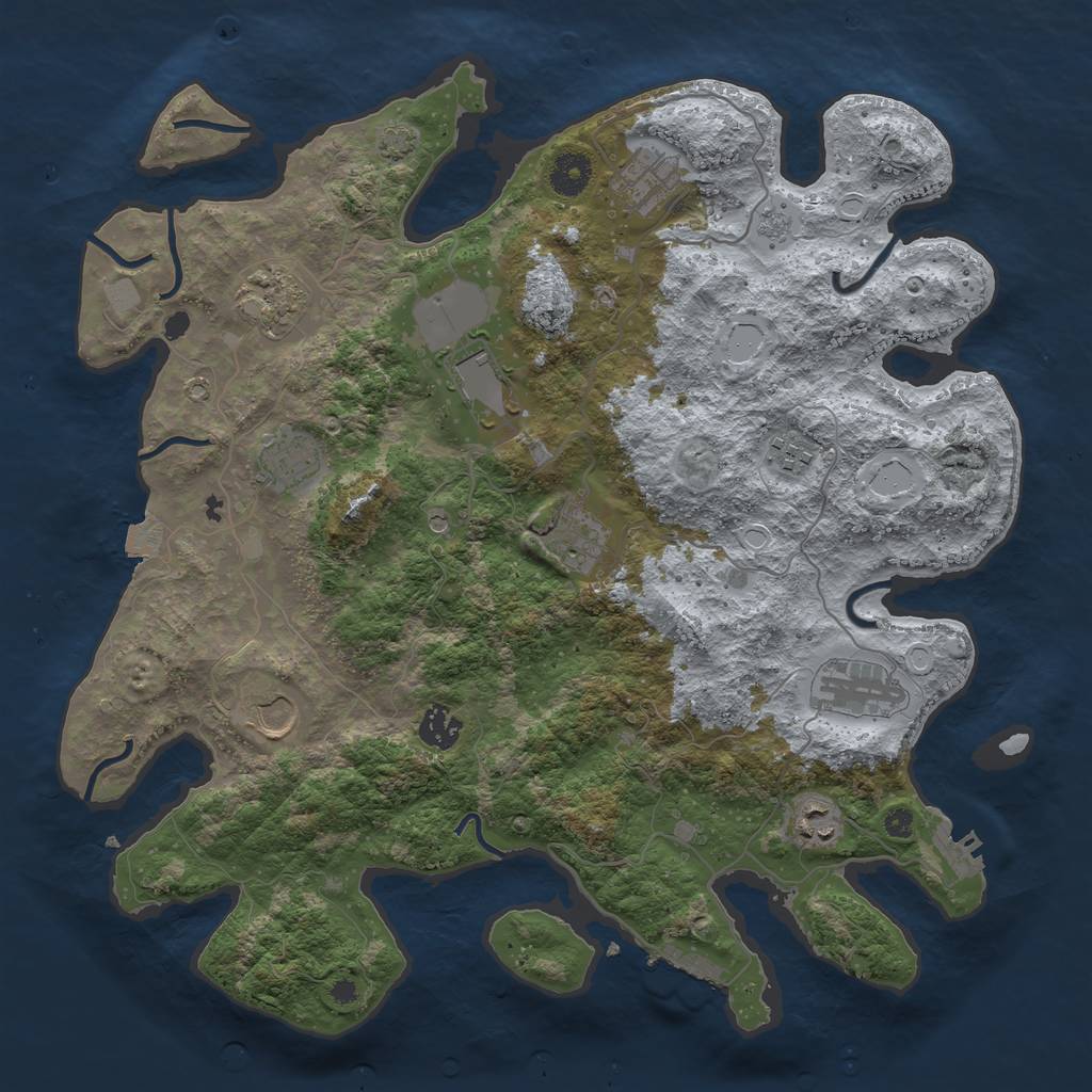 Rust Map: Procedural Map, Size: 3850, Seed: 52255242, 18 Monuments