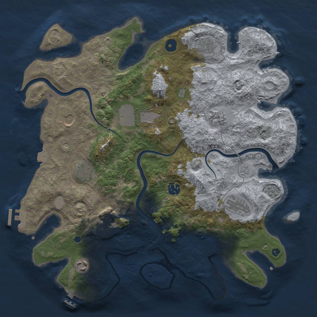 Rust Map: Procedural Map, Size: 3850, Seed: 52255242, 16 Monuments