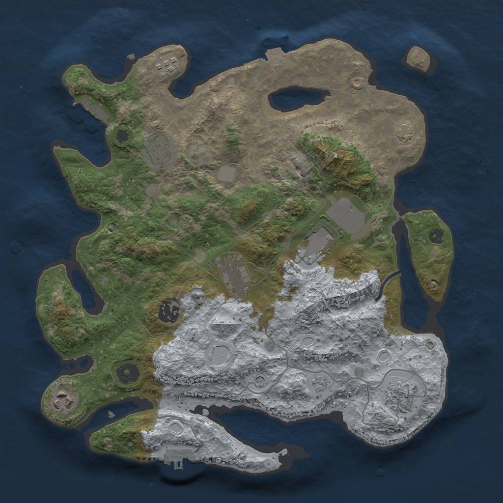 Rust Map: Procedural Map, Size: 3500, Seed: 18765, 15 Monuments