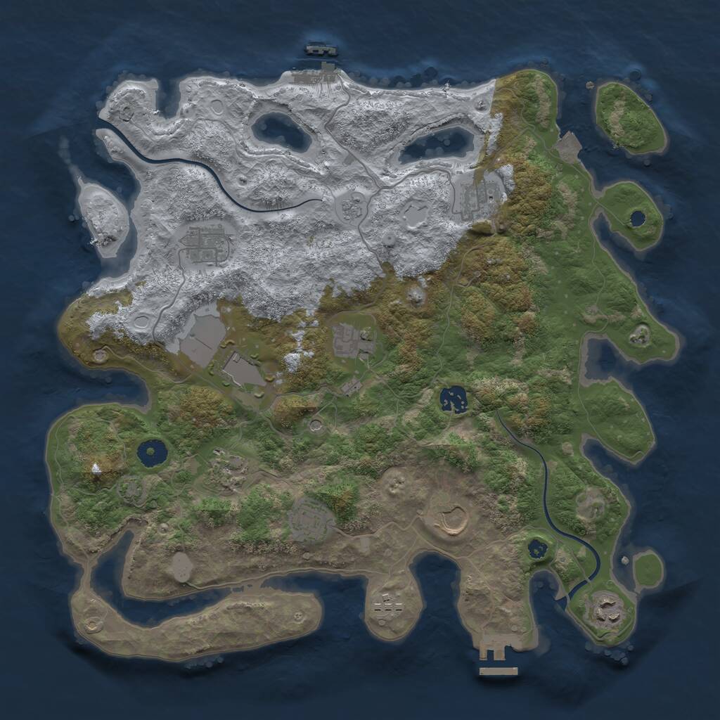 Rust Map: Procedural Map, Size: 3800, Seed: 48, 16 Monuments