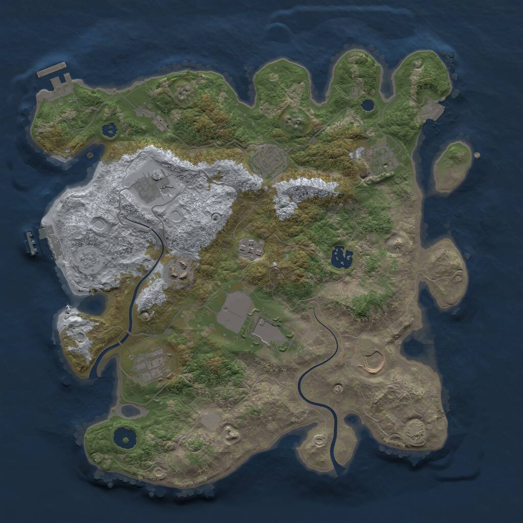 Rust Map: Procedural Map, Size: 3500, Seed: 1754277011, 14 Monuments