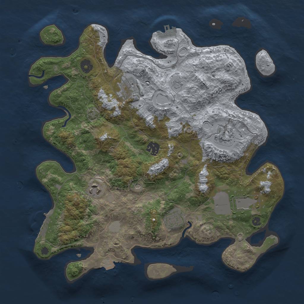 Rust Map: Procedural Map, Size: 3500, Seed: 1903786369, 14 Monuments