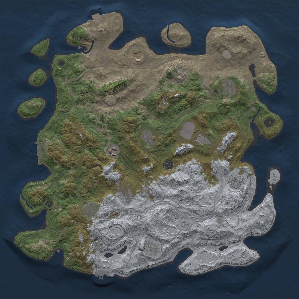 Rust Map: Procedural Map, Size: 4500, Seed: 1171235581, 19 Monuments