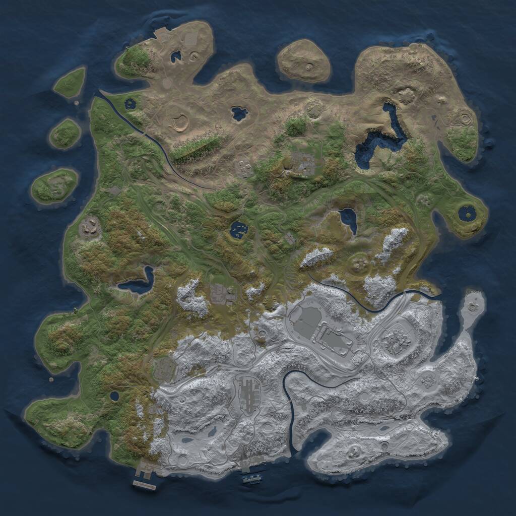 Rust Map: Procedural Map, Size: 4500, Seed: 1171235581, 16 Monuments
