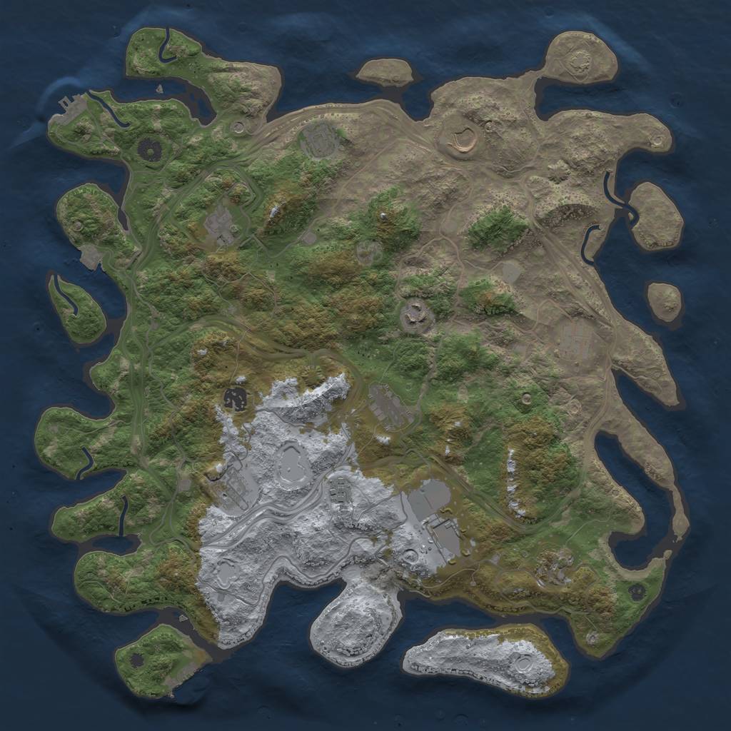 Rust Map: Procedural Map, Size: 4500, Seed: 19123754, 18 Monuments