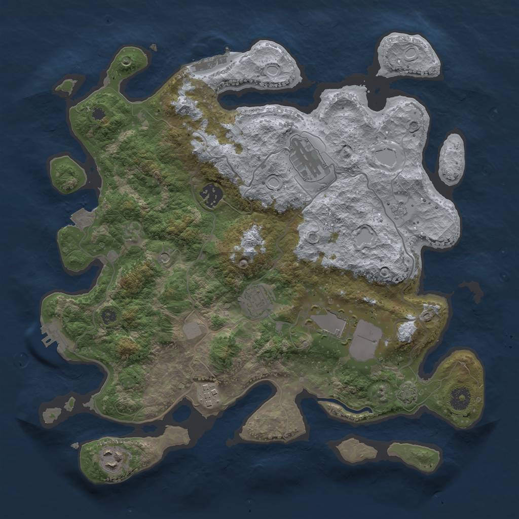 Rust Map: Procedural Map, Size: 3500, Seed: 1548632569, 14 Monuments