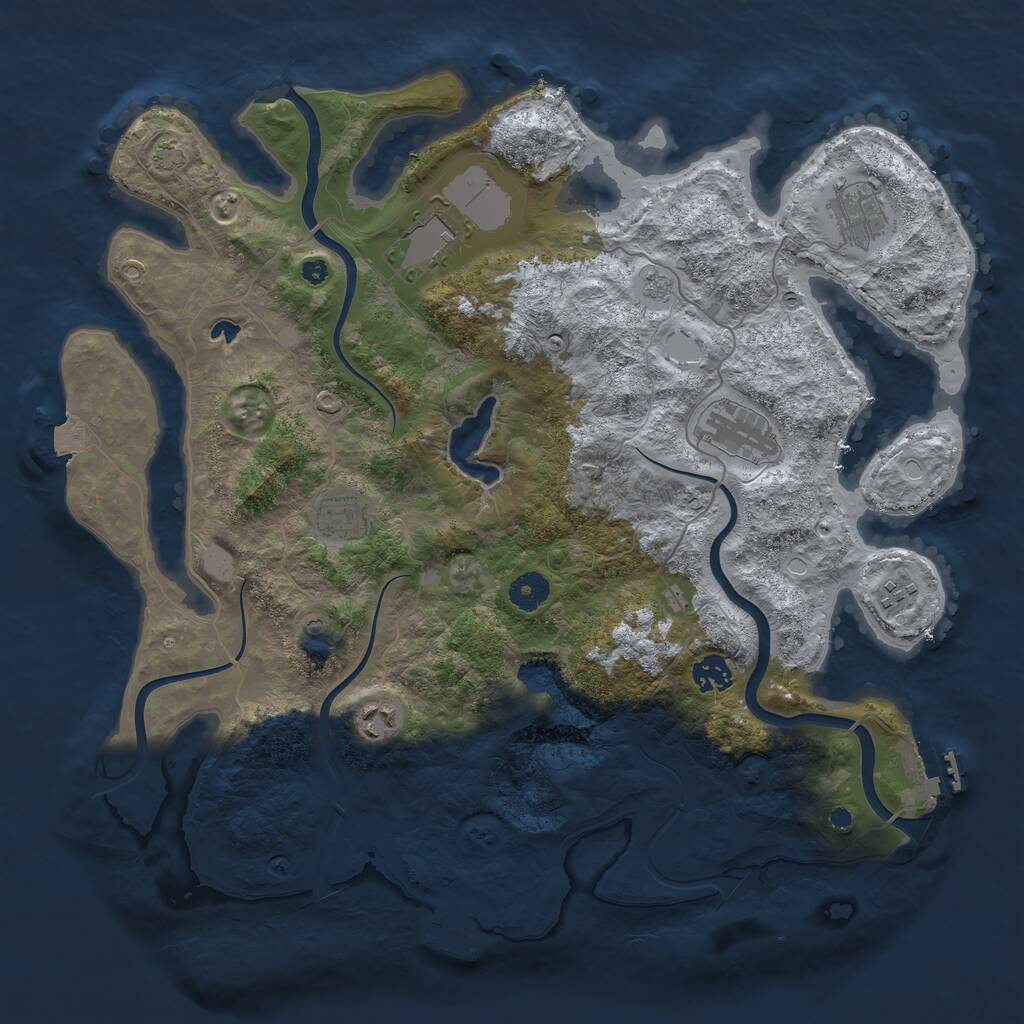 Rust Map: Procedural Map, Size: 4000, Seed: 625027605, 13 Monuments