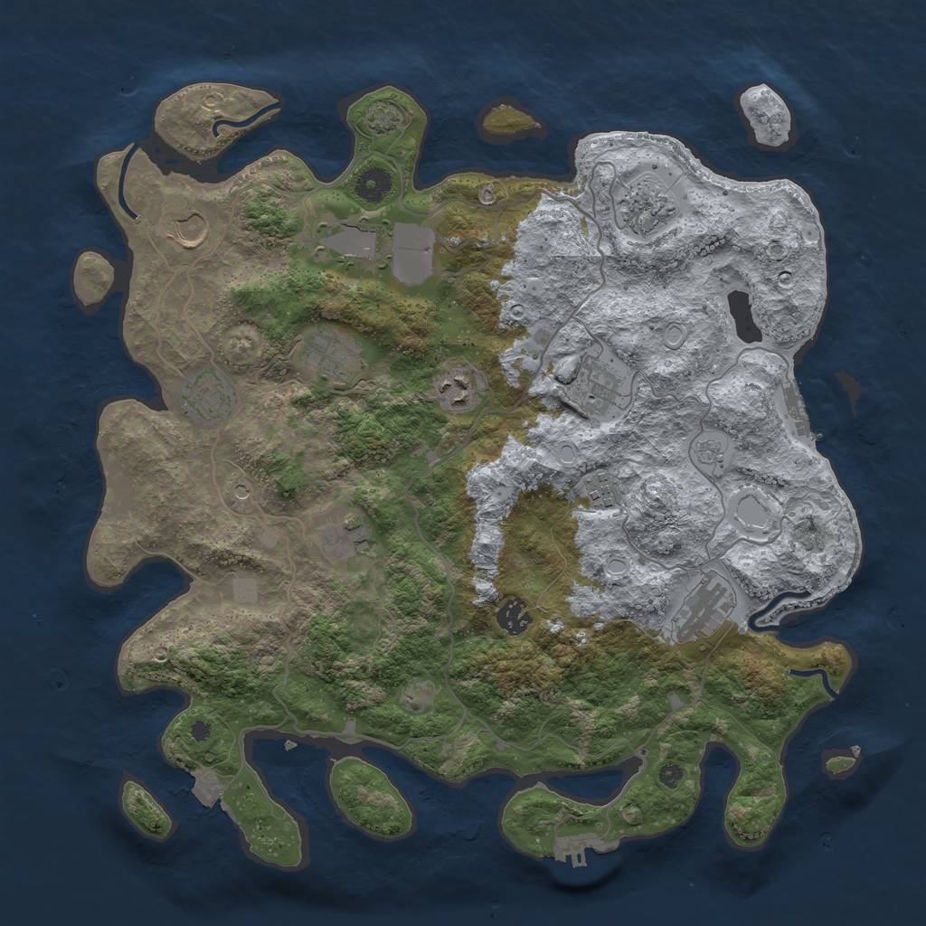 Rust Map: Procedural Map, Size: 4000, Seed: 400565414, 19 Monuments