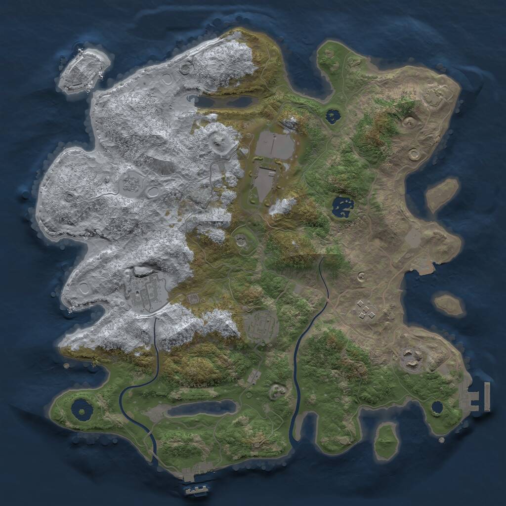 Rust Map: Procedural Map, Size: 3500, Seed: 75438825, 12 Monuments