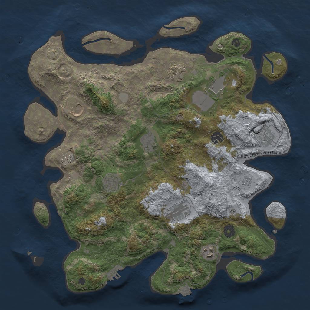 Rust Map: Procedural Map, Size: 3750, Seed: 855262051, 17 Monuments
