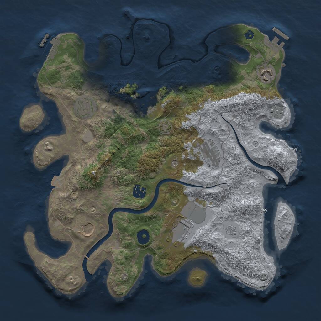 Rust Map: Procedural Map, Size: 3500, Seed: 366234474, 14 Monuments