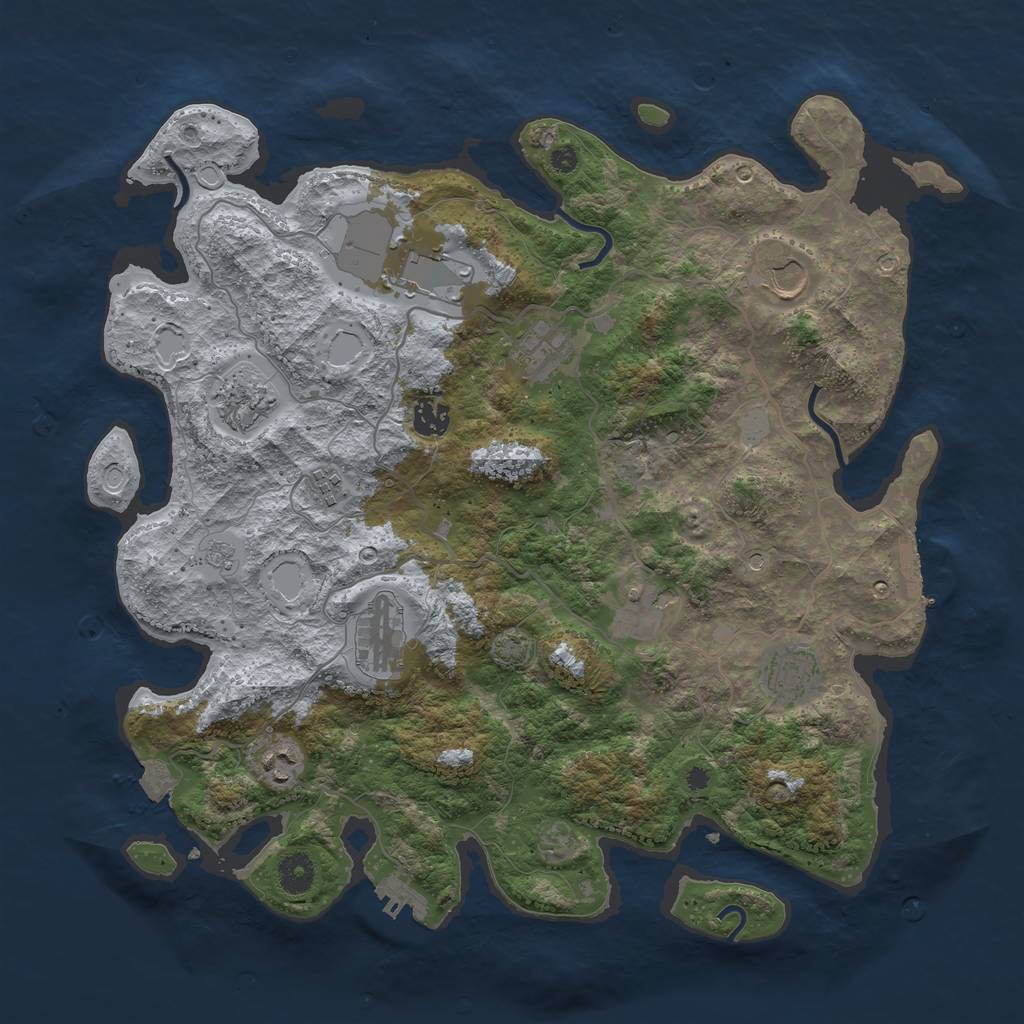 Rust Map: Procedural Map, Size: 4000, Seed: 599827976, 18 Monuments