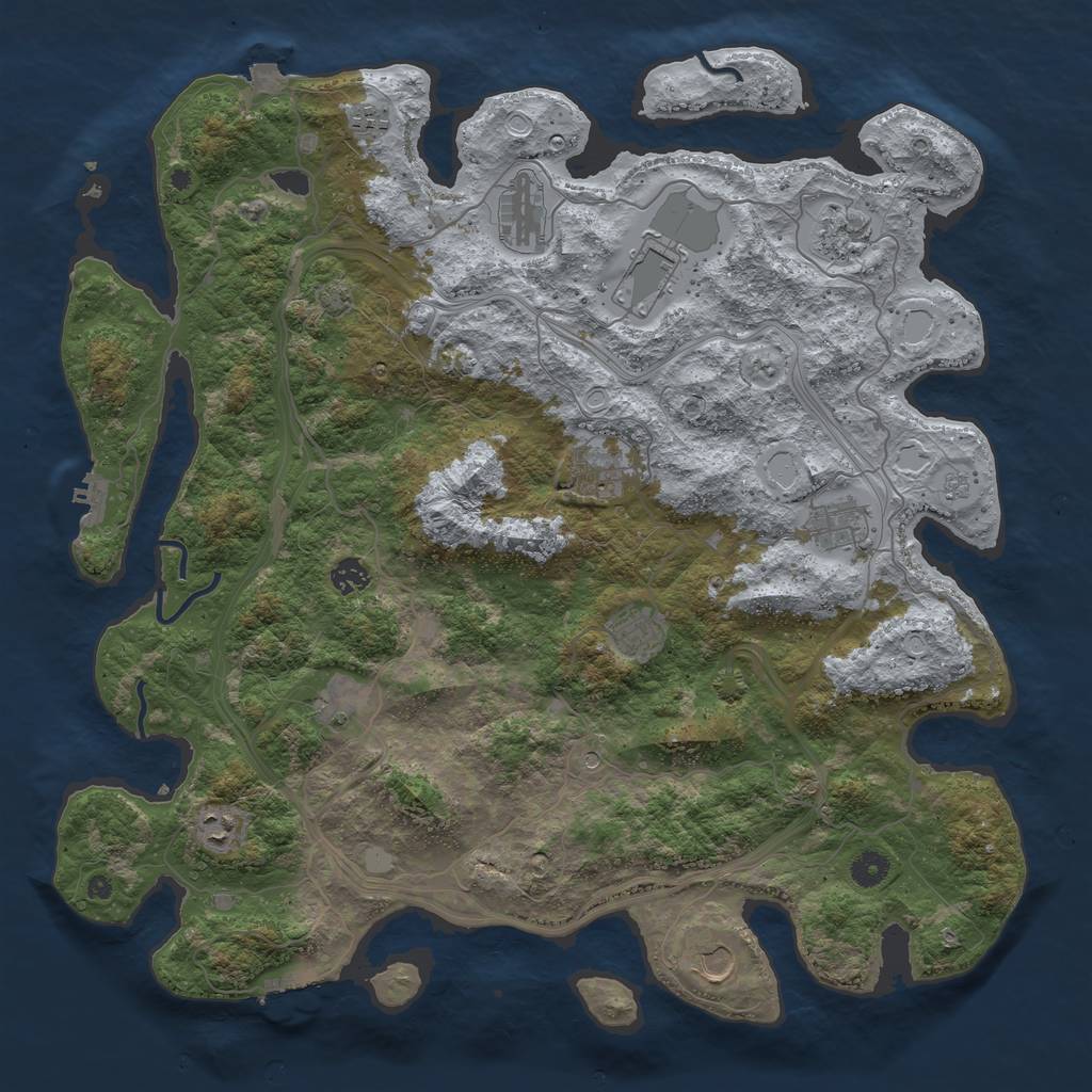 Rust Map: Procedural Map, Size: 4500, Seed: 1292049284, 19 Monuments