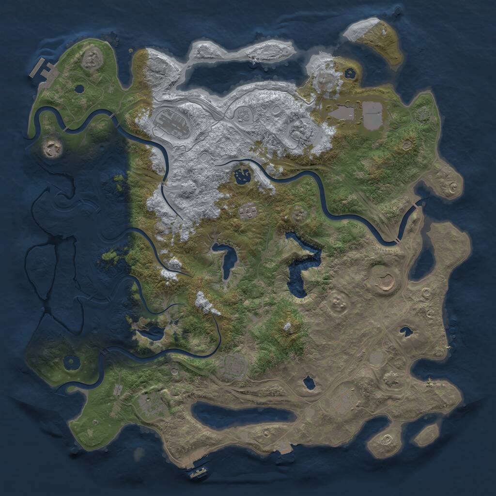 Rust Map: Procedural Map, Size: 4500, Seed: 1172039082, 16 Monuments