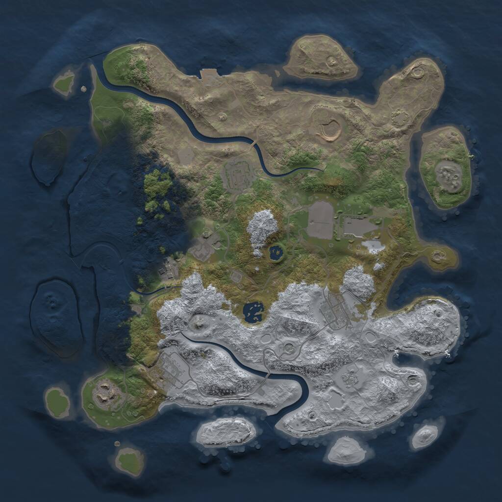 Rust Map: Procedural Map, Size: 3500, Seed: 49914185, 13 Monuments