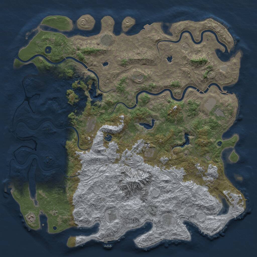 Rust Map: Procedural Map, Size: 5500, Seed: 125072045, 17 Monuments