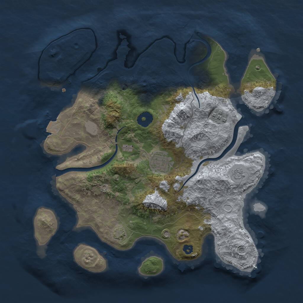 Rust Map: Procedural Map, Size: 3000, Seed: 1451702364, 5 Monuments