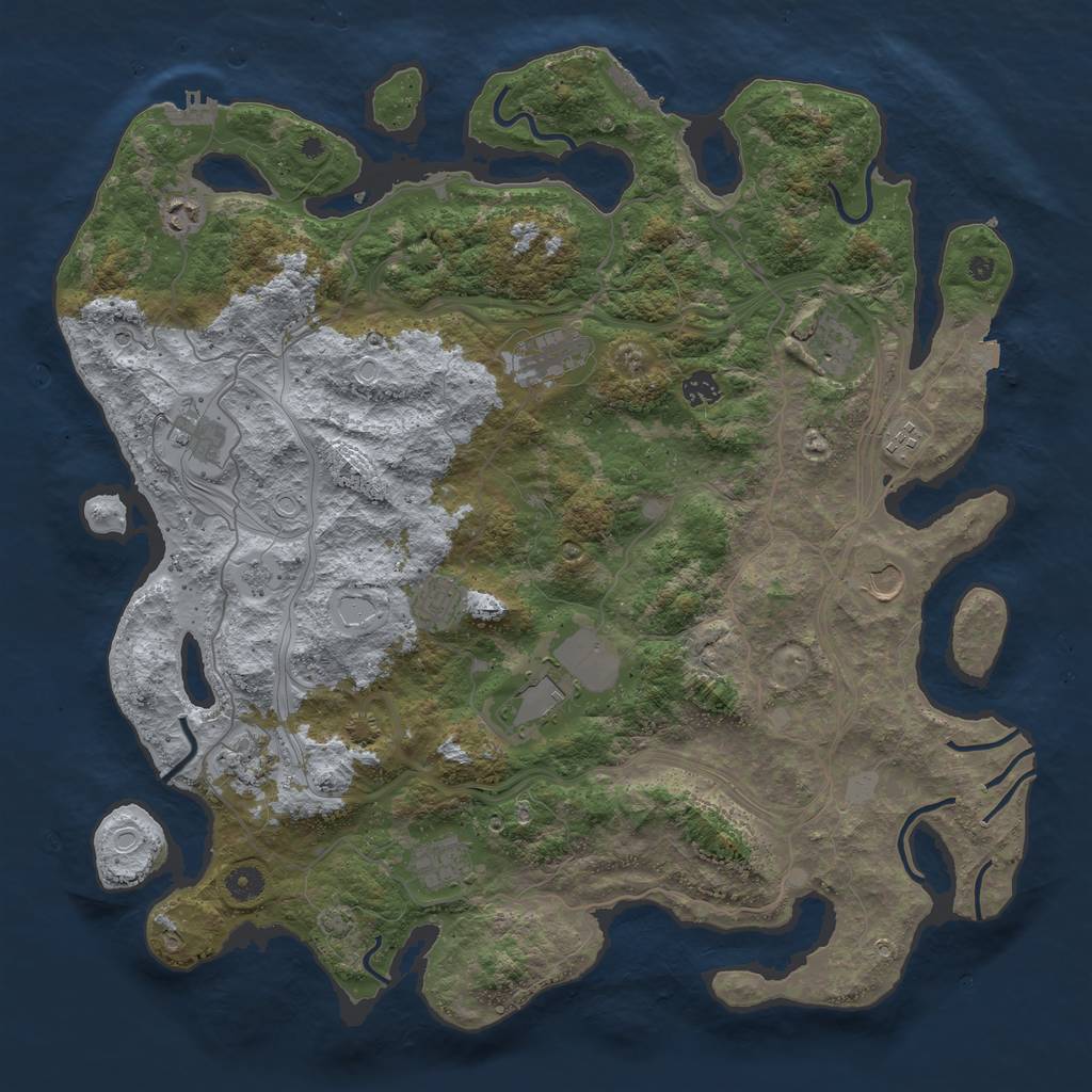 Rust Map: Procedural Map, Size: 4500, Seed: 417982201, 19 Monuments
