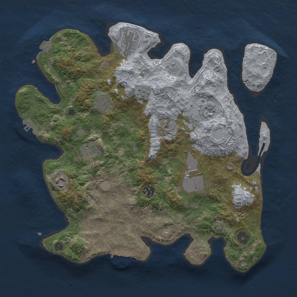 Rust Map: Procedural Map, Size: 3650, Seed: 2069341766, 16 Monuments