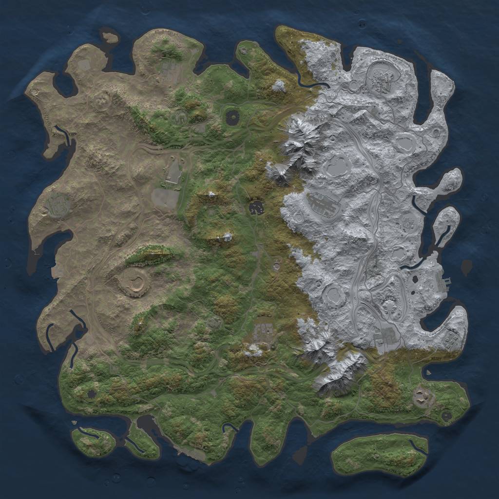Rust Map: Procedural Map, Size: 5000, Seed: 1231926376, 19 Monuments