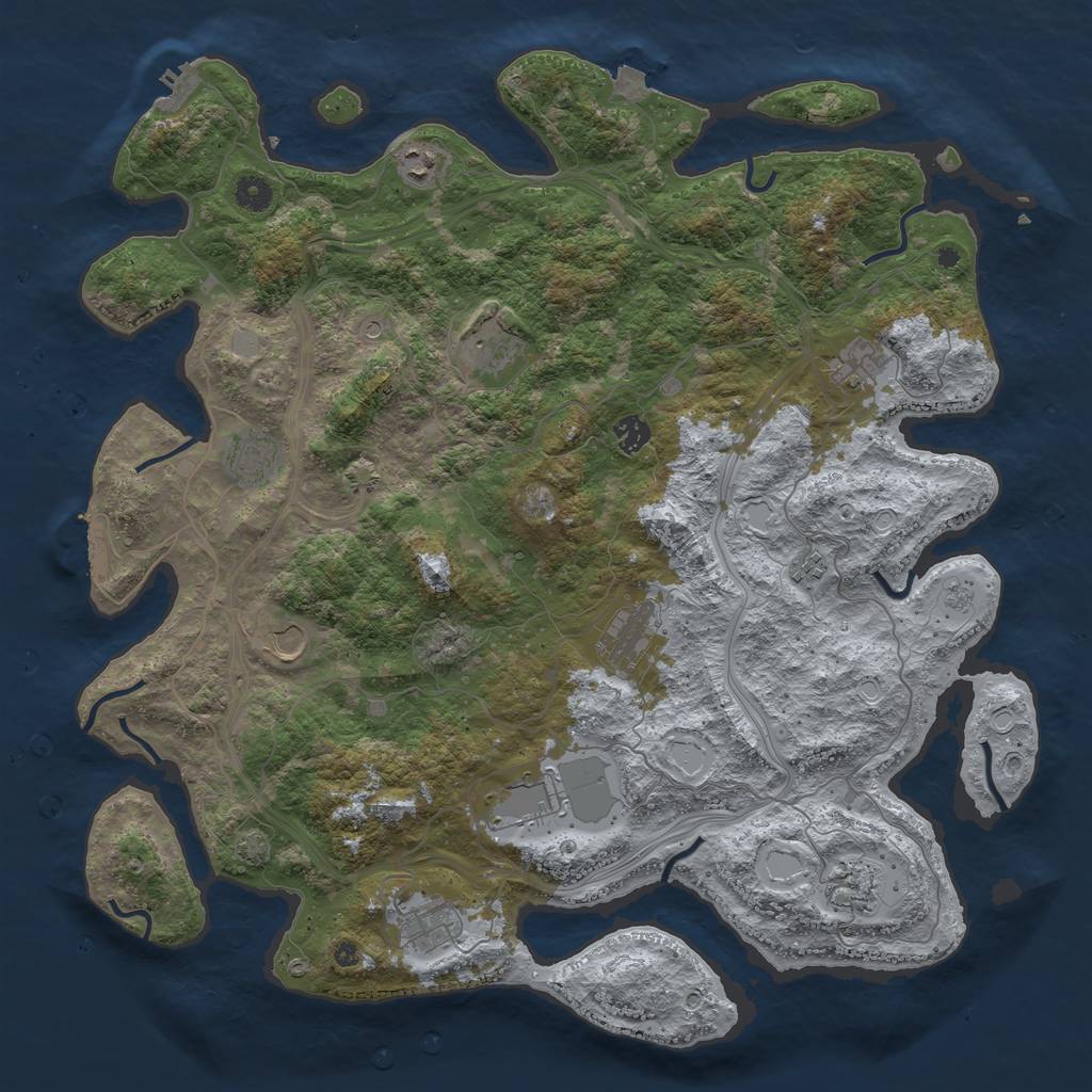 Rust Map: Procedural Map, Size: 4500, Seed: 359487, 19 Monuments