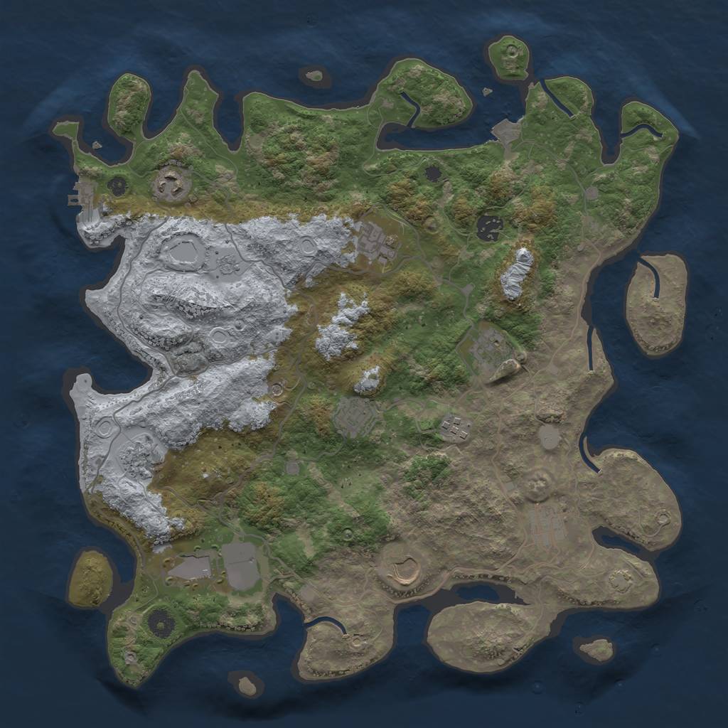 Rust Map: Procedural Map, Size: 4000, Seed: 41991008, 17 Monuments