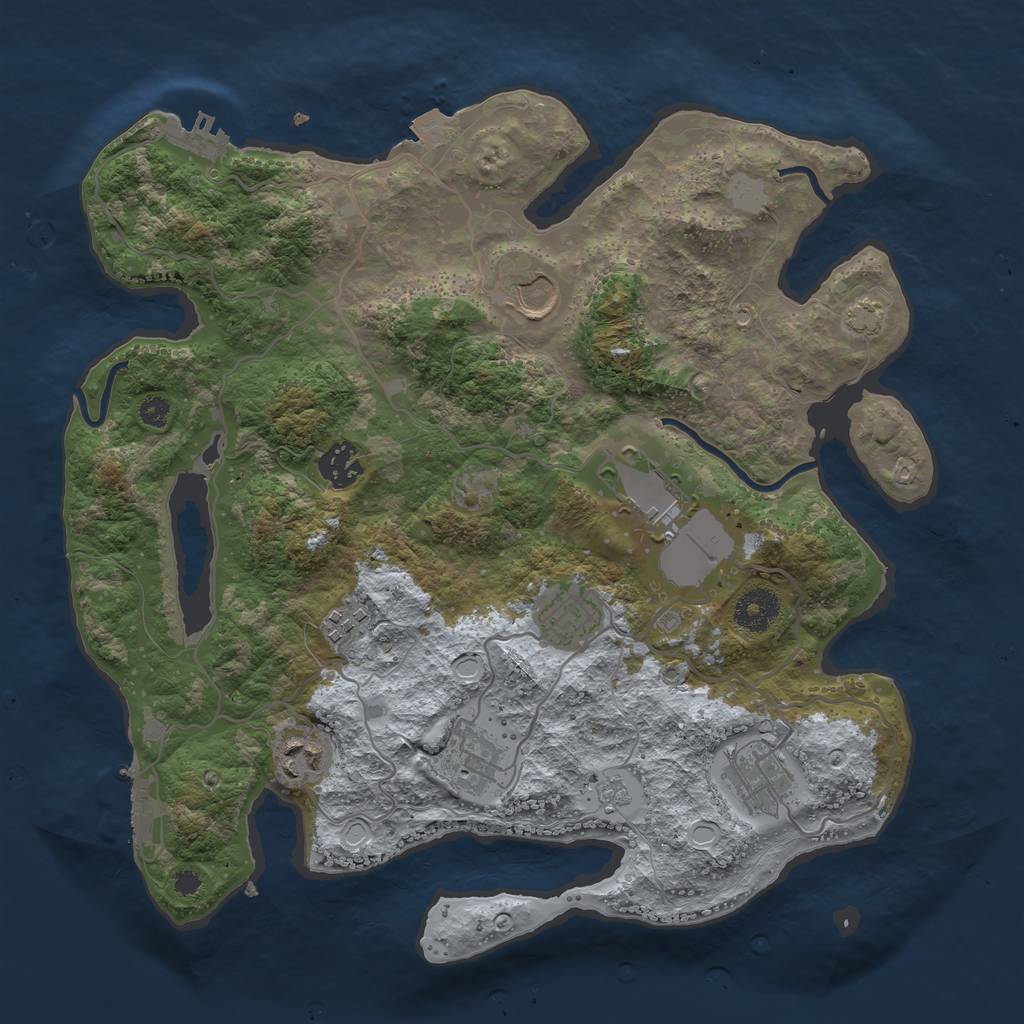 Rust Map: Procedural Map, Size: 3500, Seed: 125072045, 15 Monuments