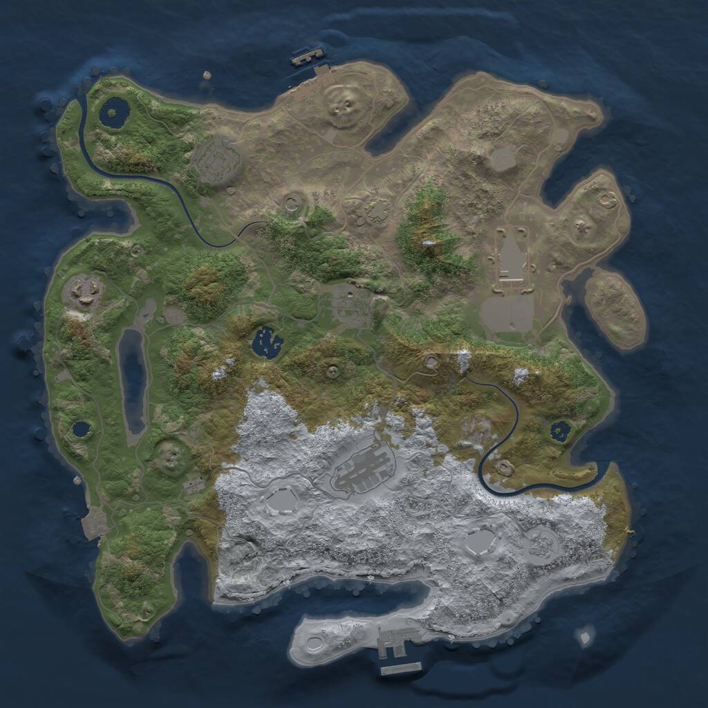 Rust Map: Procedural Map, Size: 3500, Seed: 125072045, 12 Monuments