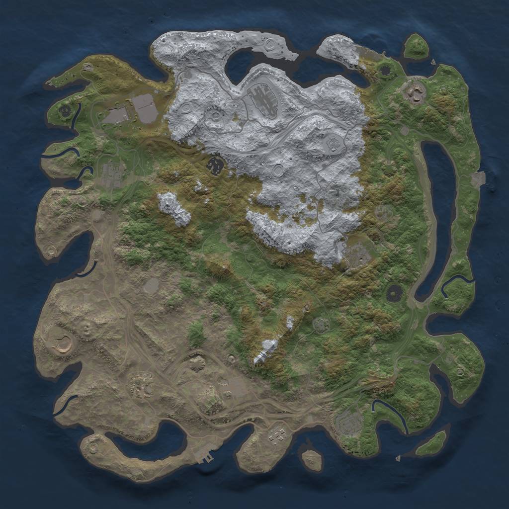 Rust Map: Procedural Map, Size: 4500, Seed: 810647830, 19 Monuments