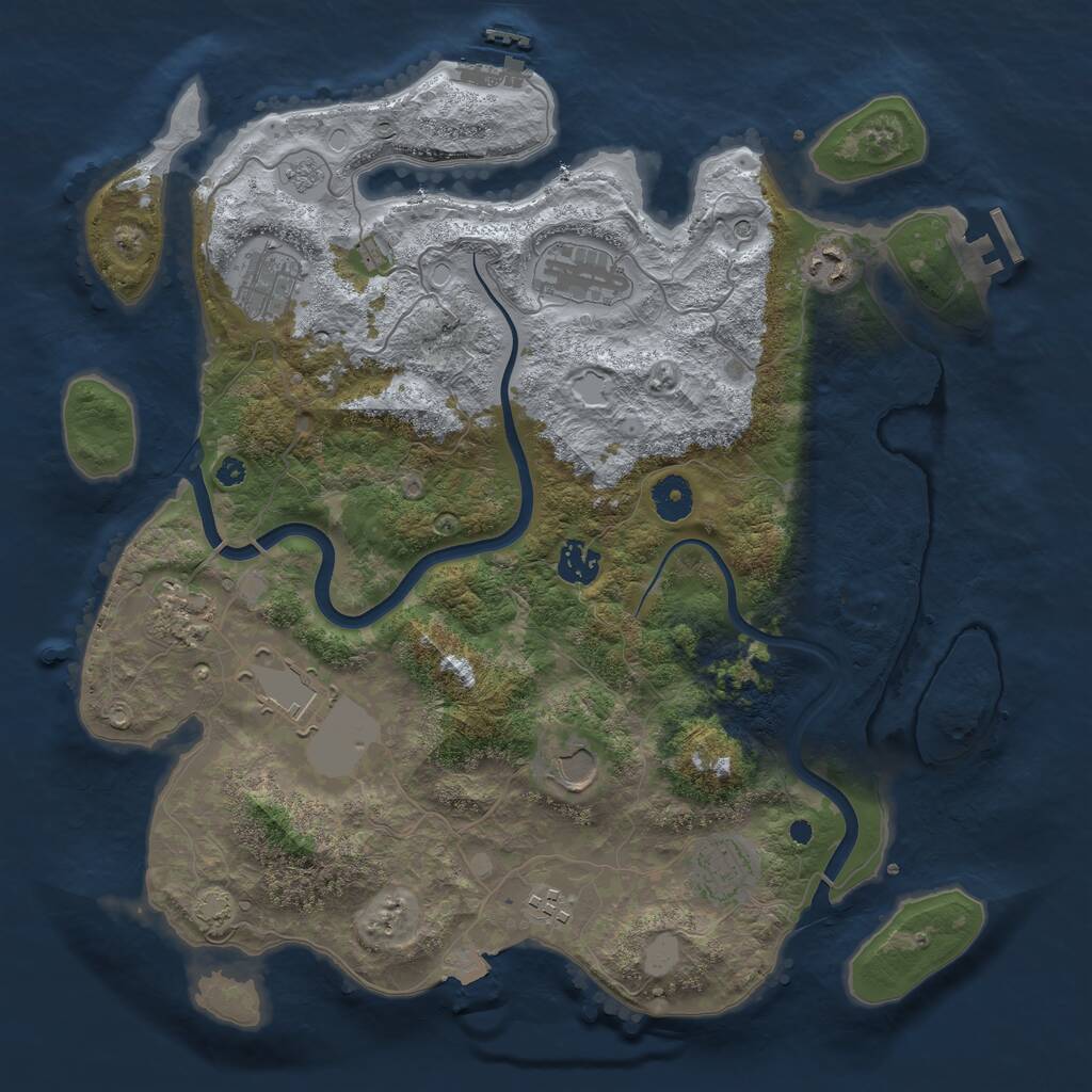 Rust Map: Procedural Map, Size: 3800, Seed: 36937721, 15 Monuments