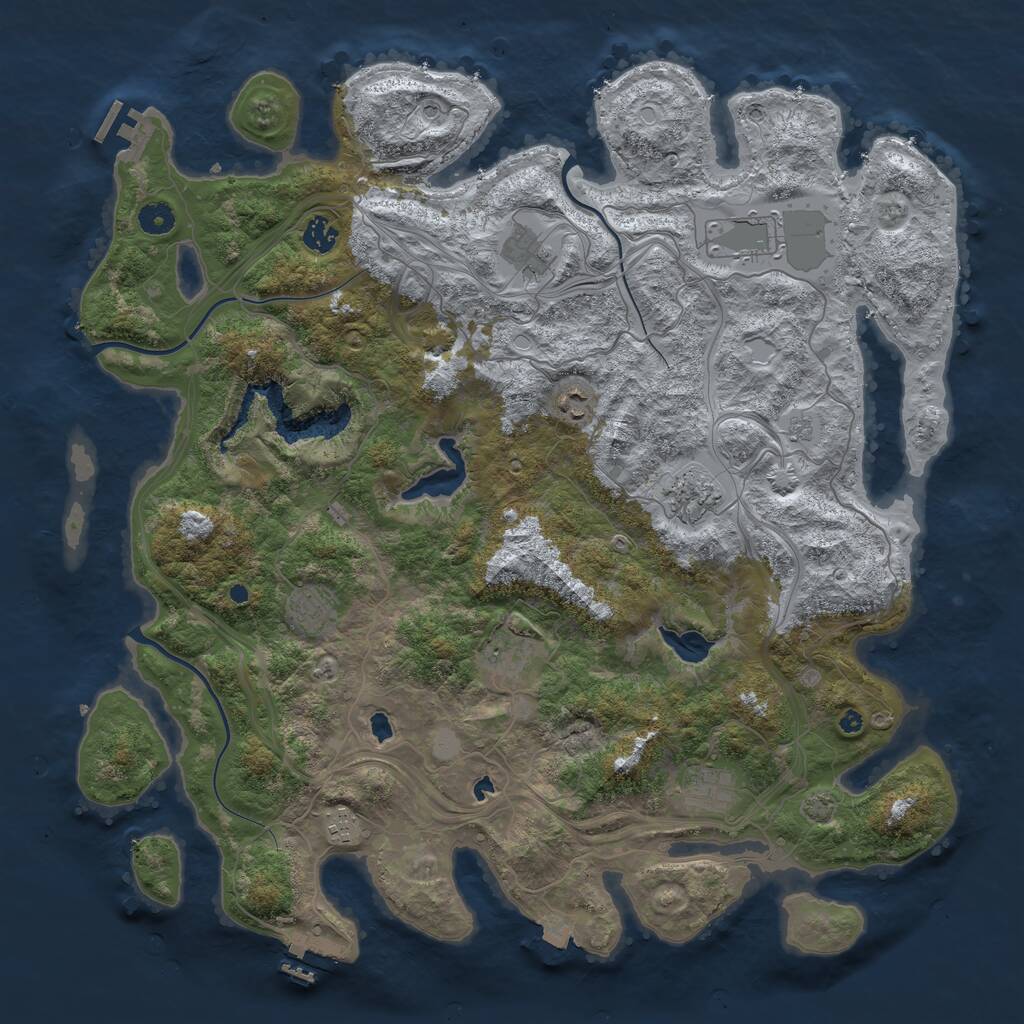 Rust Map: Procedural Map, Size: 4500, Seed: 1140432581, 15 Monuments