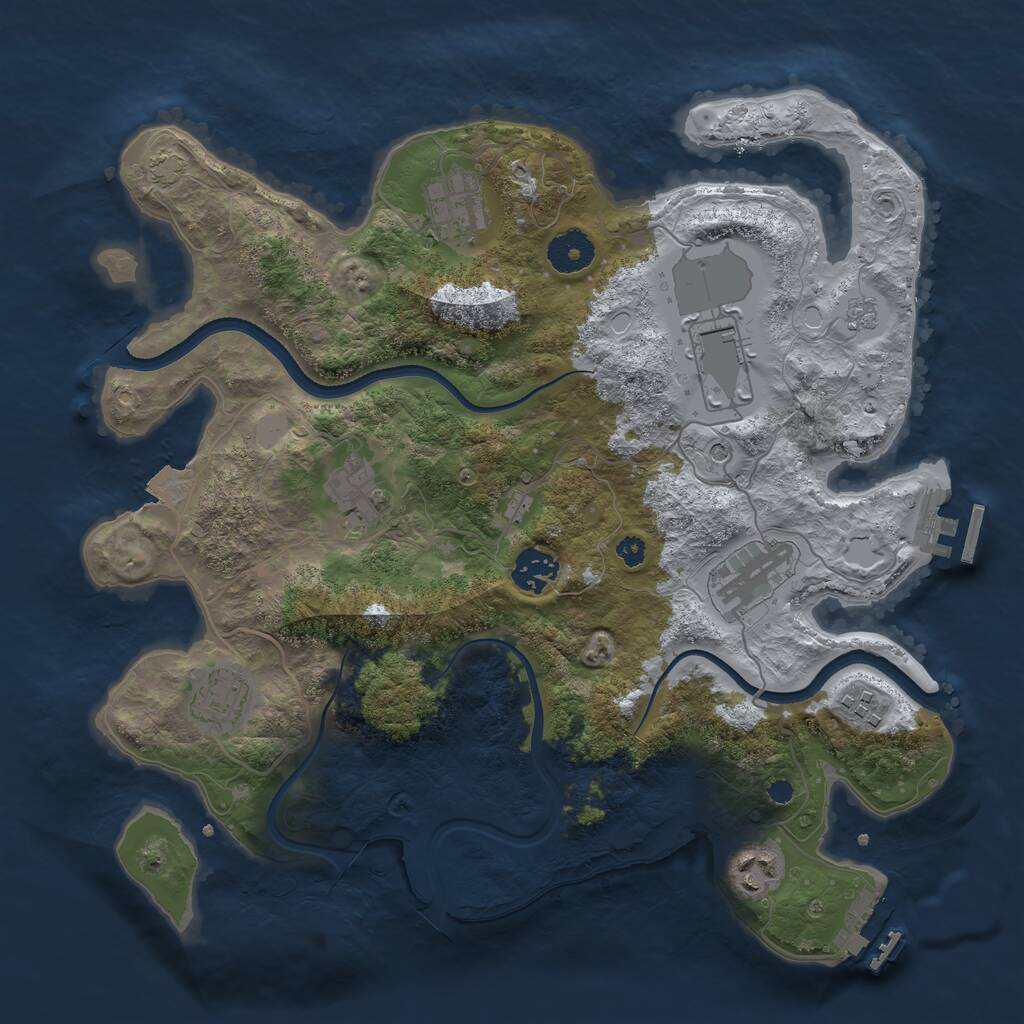 Rust Map: Procedural Map, Size: 3500, Seed: 457980460, 14 Monuments