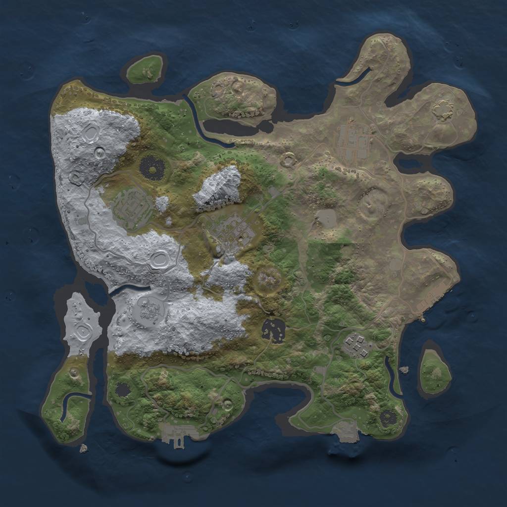 Rust Map: Procedural Map, Size: 3000, Seed: 1117126521, 12 Monuments