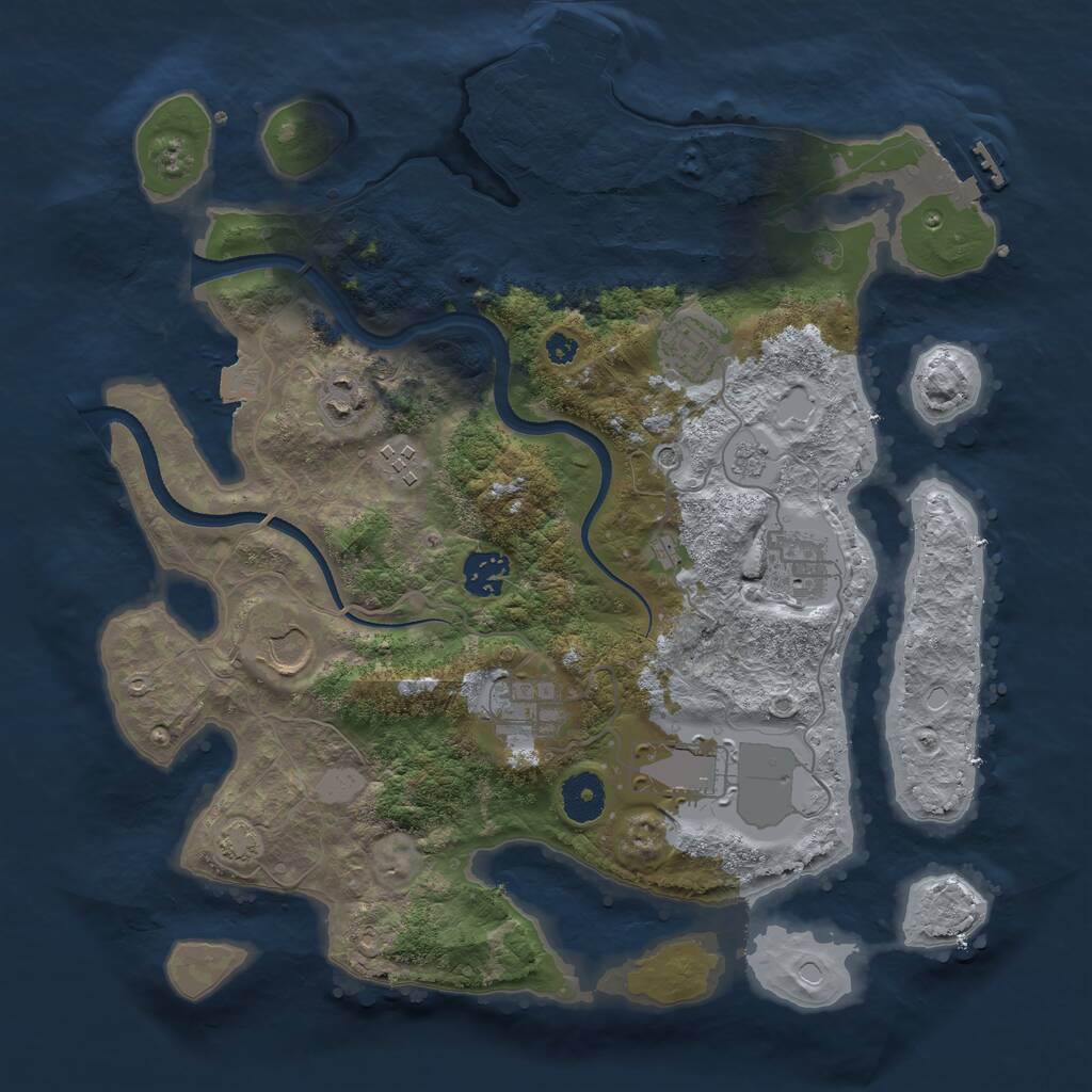 Rust Map: Procedural Map, Size: 3500, Seed: 78504, 14 Monuments