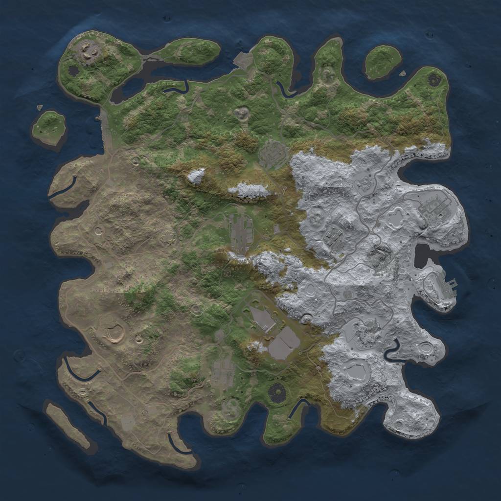 Rust Map: Procedural Map, Size: 4000, Seed: 828668224, 17 Monuments