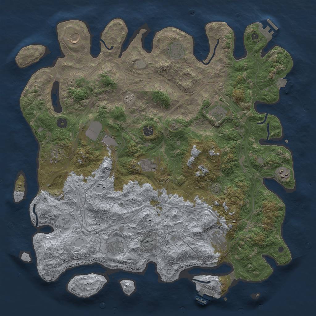 Rust Map: Procedural Map, Size: 4500, Seed: 4040231, 19 Monuments