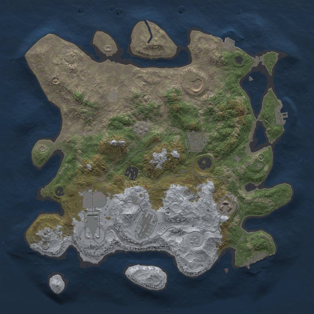 Rust Map: Procedural Map, Size: 3500, Seed: 655665, 15 Monuments