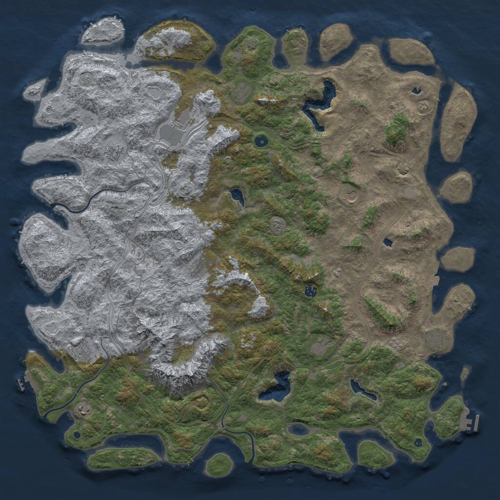 Rust Map: Procedural Map, Size: 6000, Seed: 782033879, 17 Monuments