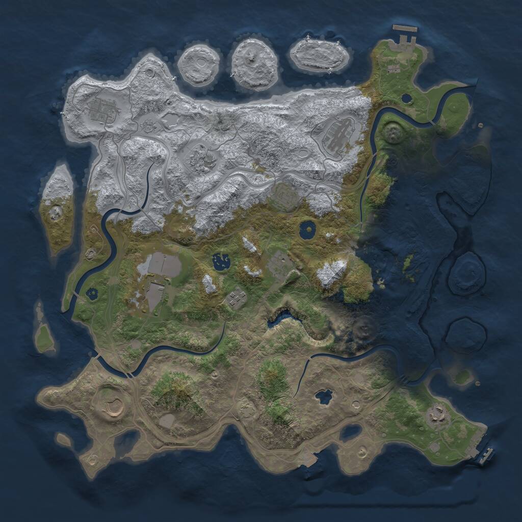 Rust Map: Procedural Map, Size: 4300, Seed: 104651, 16 Monuments