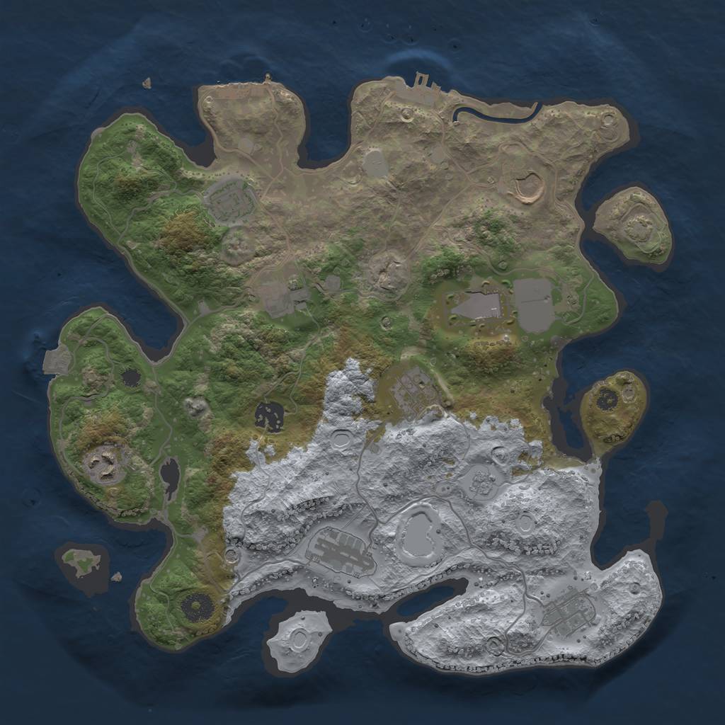 Rust Map: Procedural Map, Size: 3500, Seed: 341207648, 17 Monuments