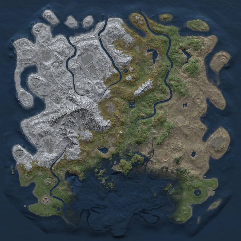 Rust Map: Procedural Map, Size: 5250, Seed: 8642753, 17 Monuments