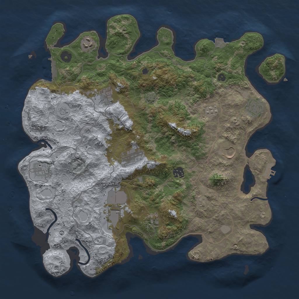 Rust Map: Procedural Map, Size: 4000, Seed: 1732574933, 18 Monuments