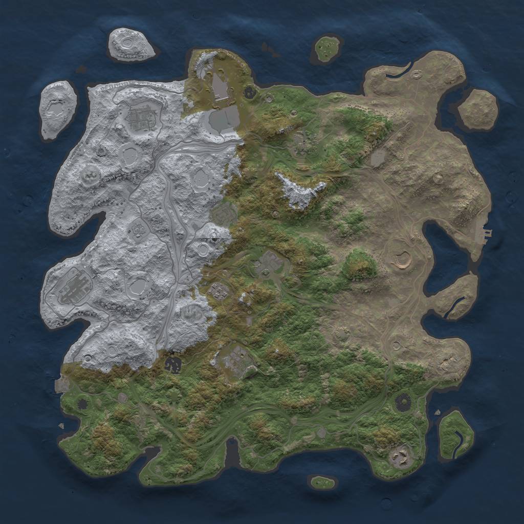 Rust Map: Procedural Map, Size: 4500, Seed: 1486659863, 18 Monuments