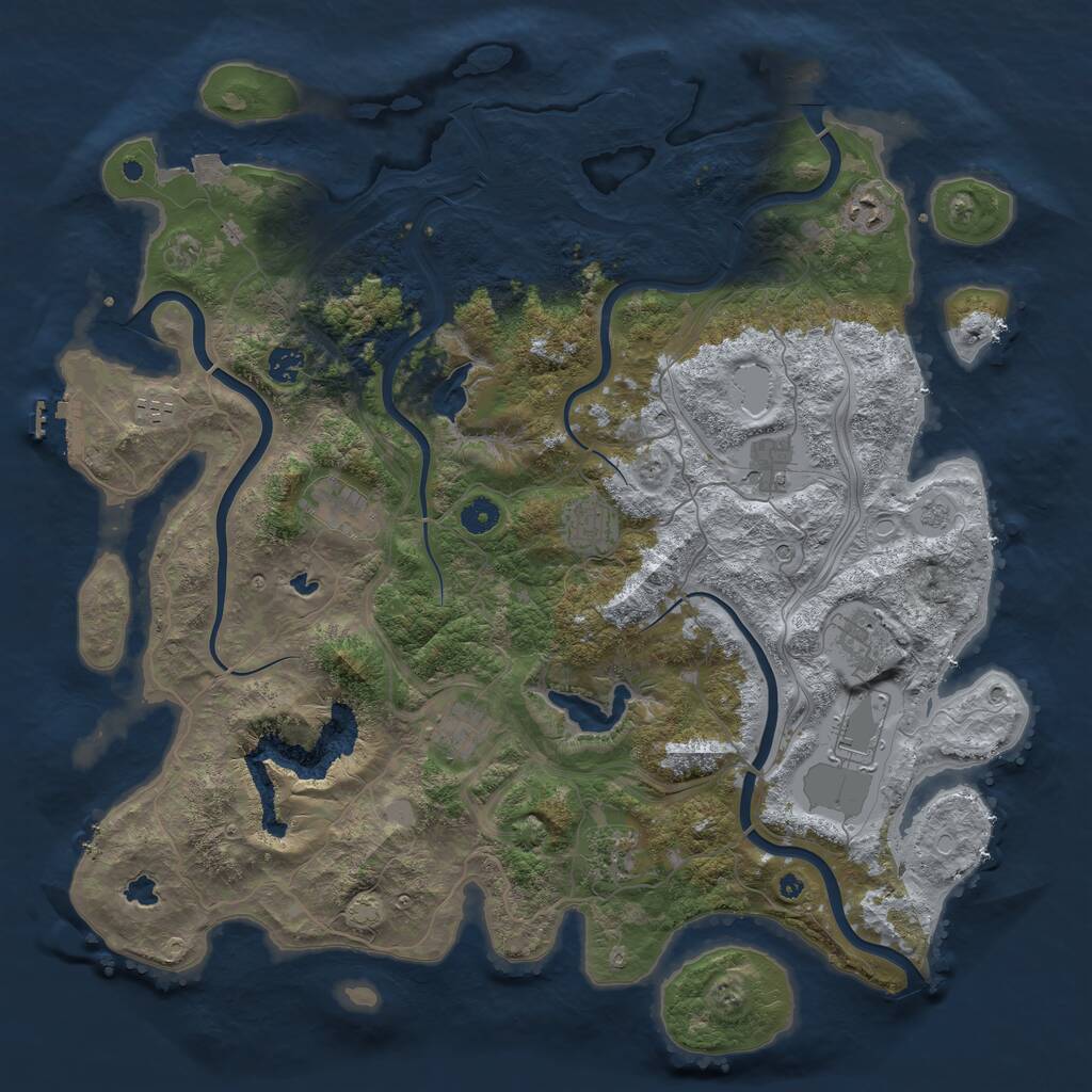 Rust Map: Procedural Map, Size: 4500, Seed: 362322609, 16 Monuments