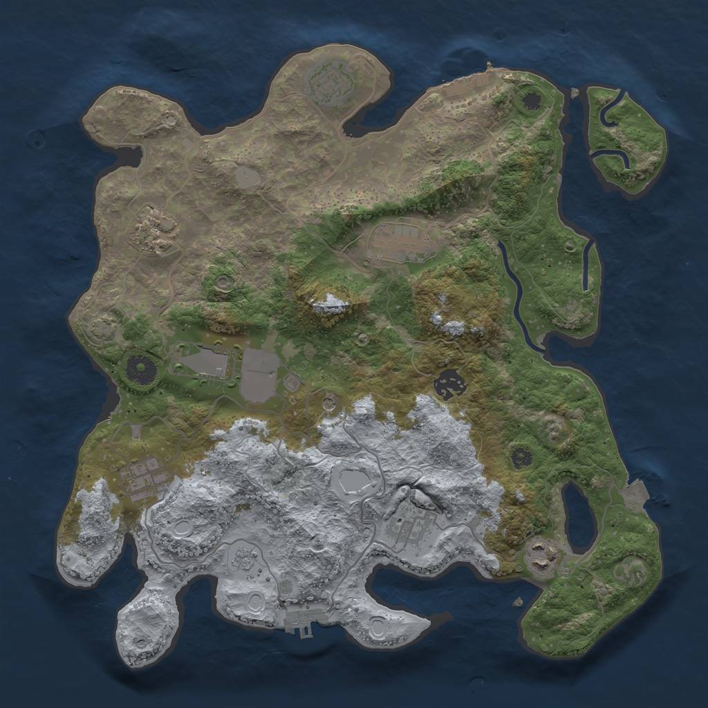 Rust Map: Procedural Map, Size: 3500, Seed: 5343375, 16 Monuments