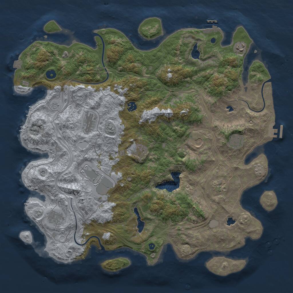Rust Map: Procedural Map, Size: 4500, Seed: 1895876, 16 Monuments