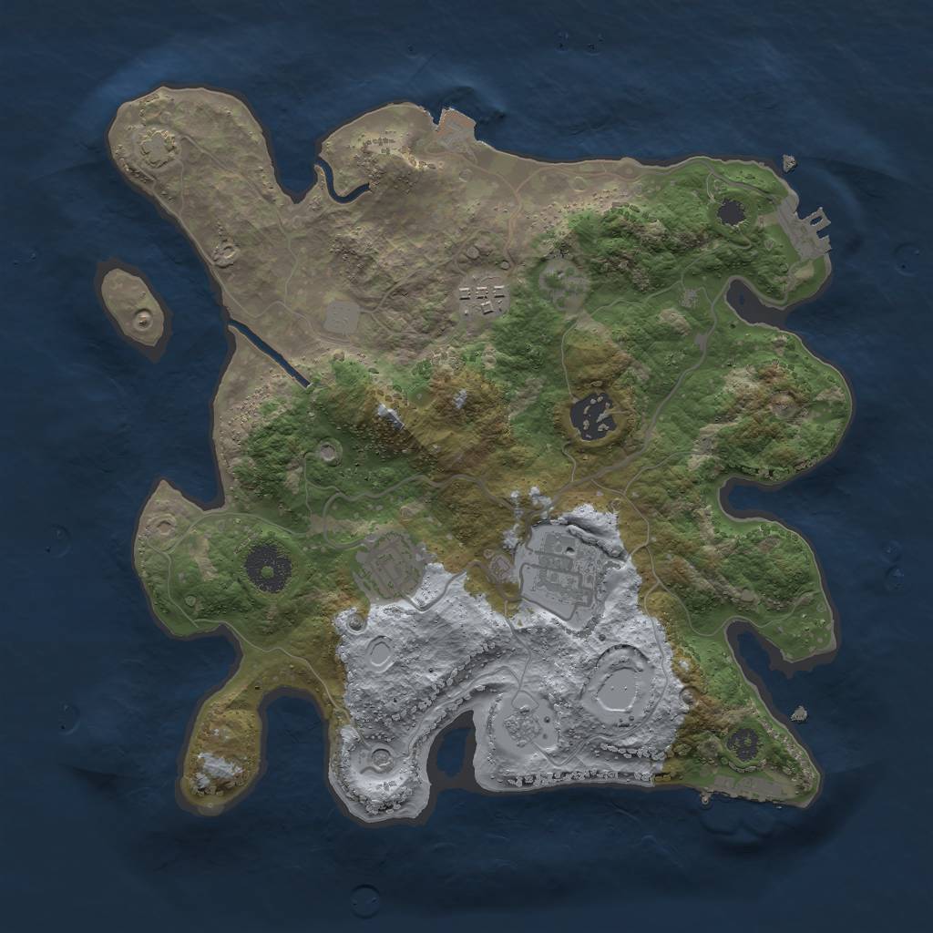 Rust Map: Procedural Map, Size: 3000, Seed: 305057706, 12 Monuments