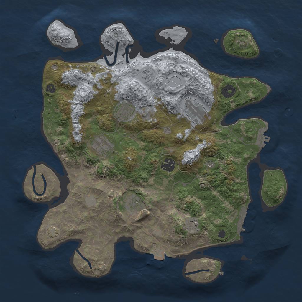 Rust Map: Procedural Map, Size: 3300, Seed: 1019658423, 14 Monuments