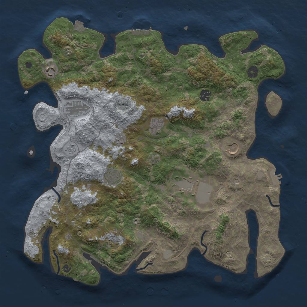 Rust Map: Procedural Map, Size: 4000, Seed: 1938994917, 17 Monuments