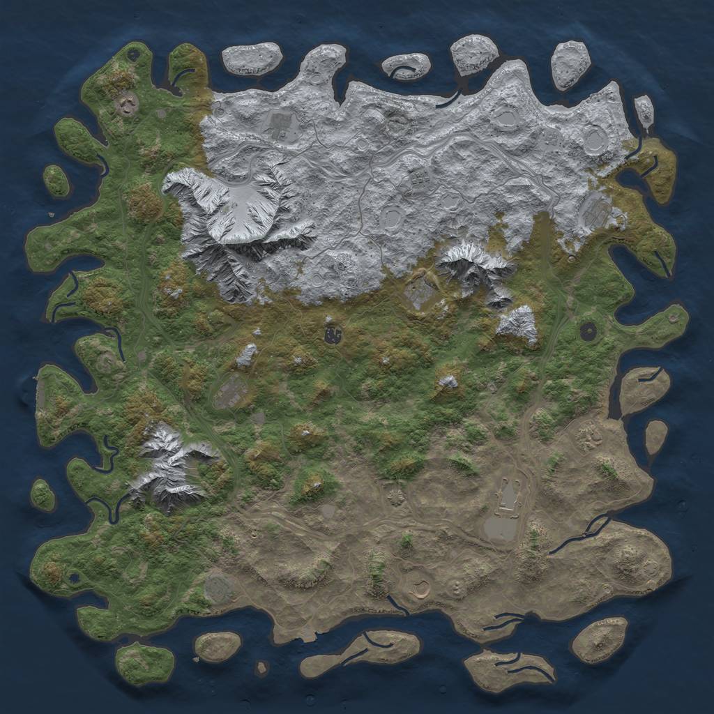 Rust Map: Procedural Map, Size: 6000, Seed: 383171633, 18 Monuments